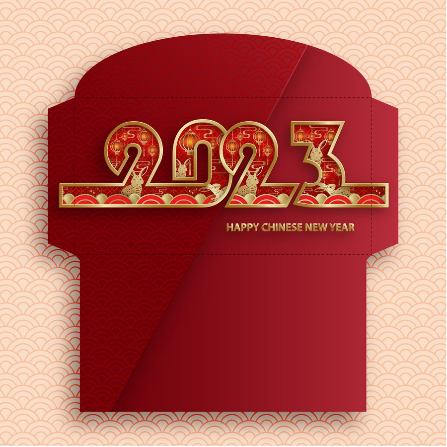 2023兔年新年春节新春喜庆红包封面设计效果展开图模板AI矢量素材【027】
